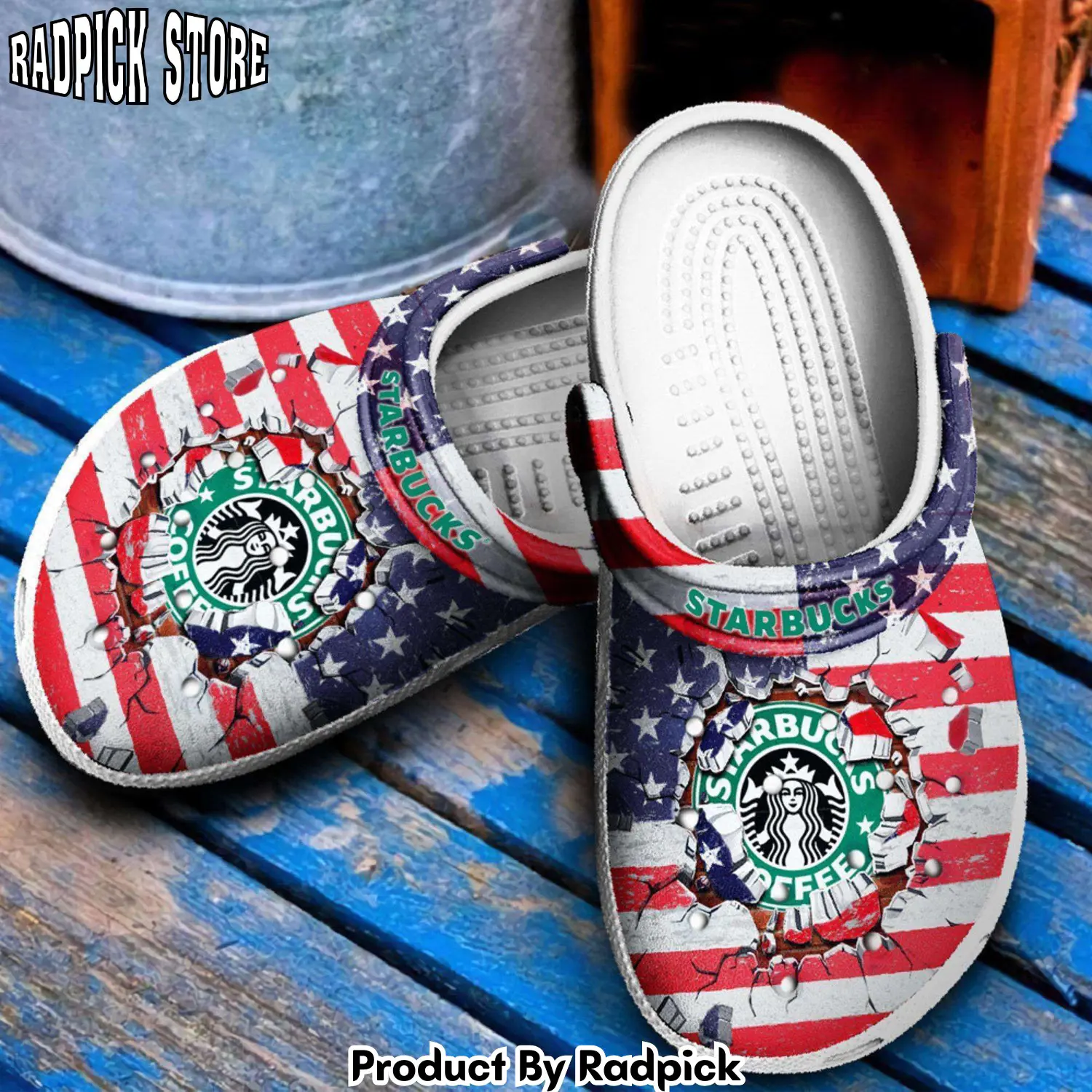 Radpick star buck american flag rubber crocss clog shoes rp6521256